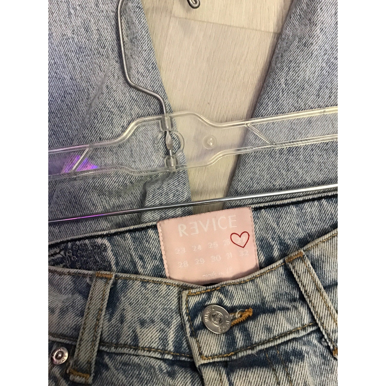 Revice Light Wash Distressed Denim Jeans Straight Leg Pockets Women's Size 27