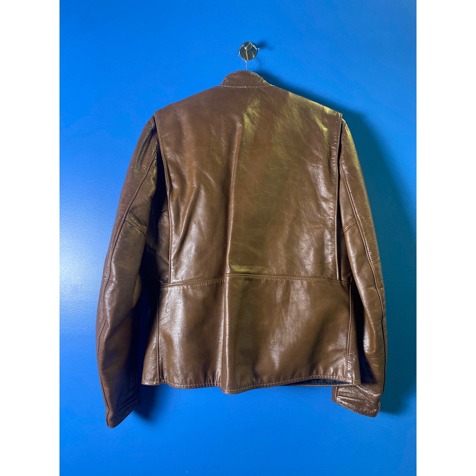Vintage Reed Brown Sherpa Full Zip Leather Jacket Zip Pockets Men's Size Large