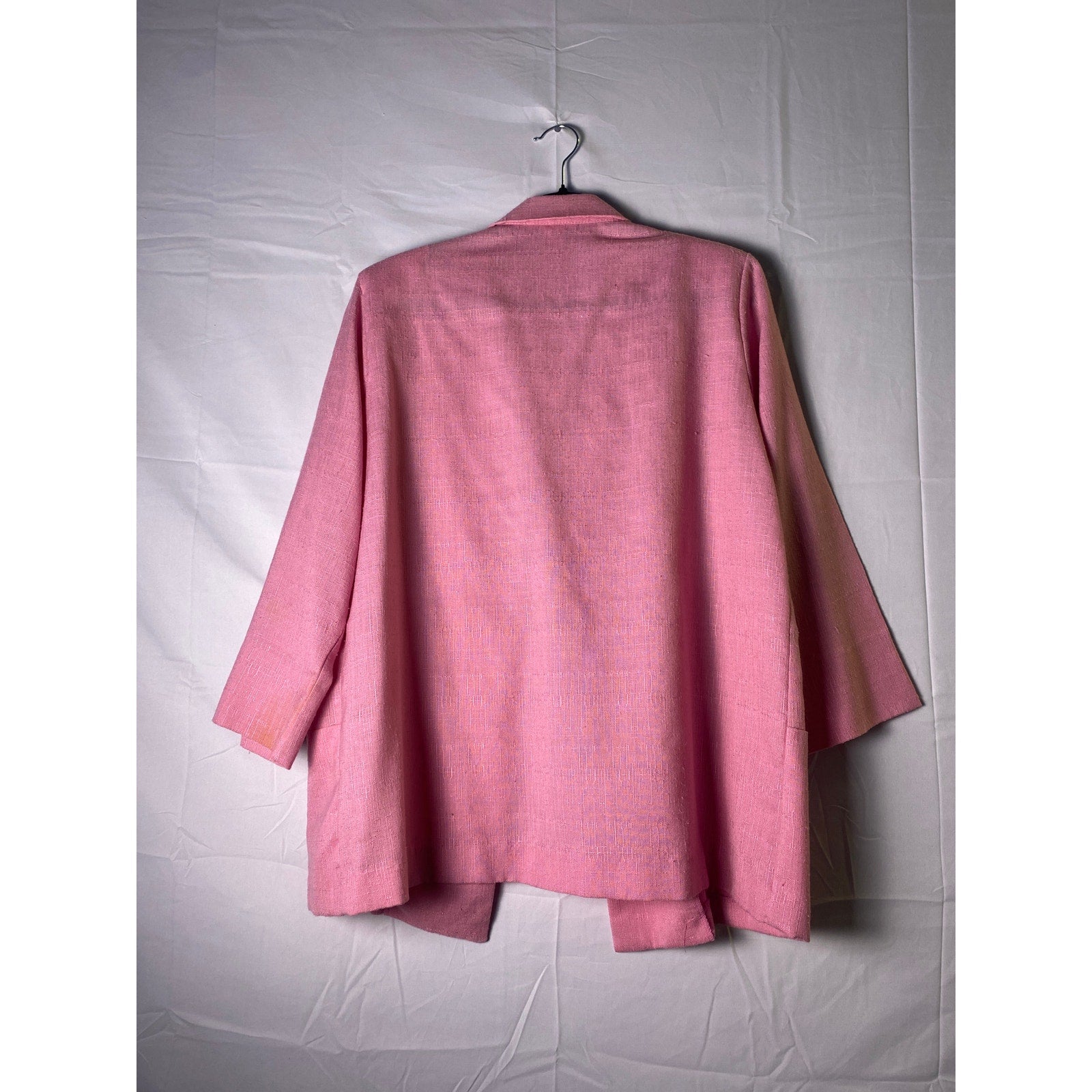 Vintage 70s-80s Copy.Cats Pink Textured Lightweight Open Blazer Jacket Medium