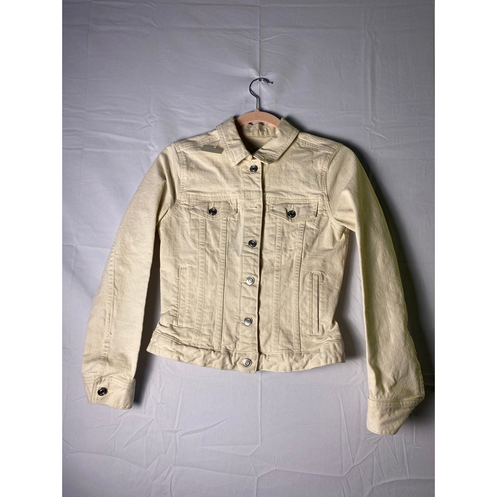 J.CREW Natural Cream Button Up Denim Fitted Jacket Women's Size Small