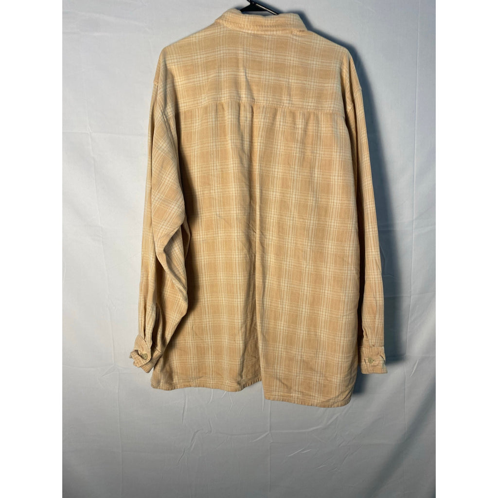 Vintage Levi’s Peach Plaid Flannel Button Up Long Sleeve Shirt Men's Size XL