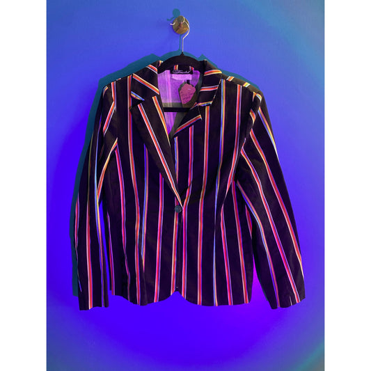 70's Vintage Touché Striped One Button Blazer Jacket Women's Size Medium