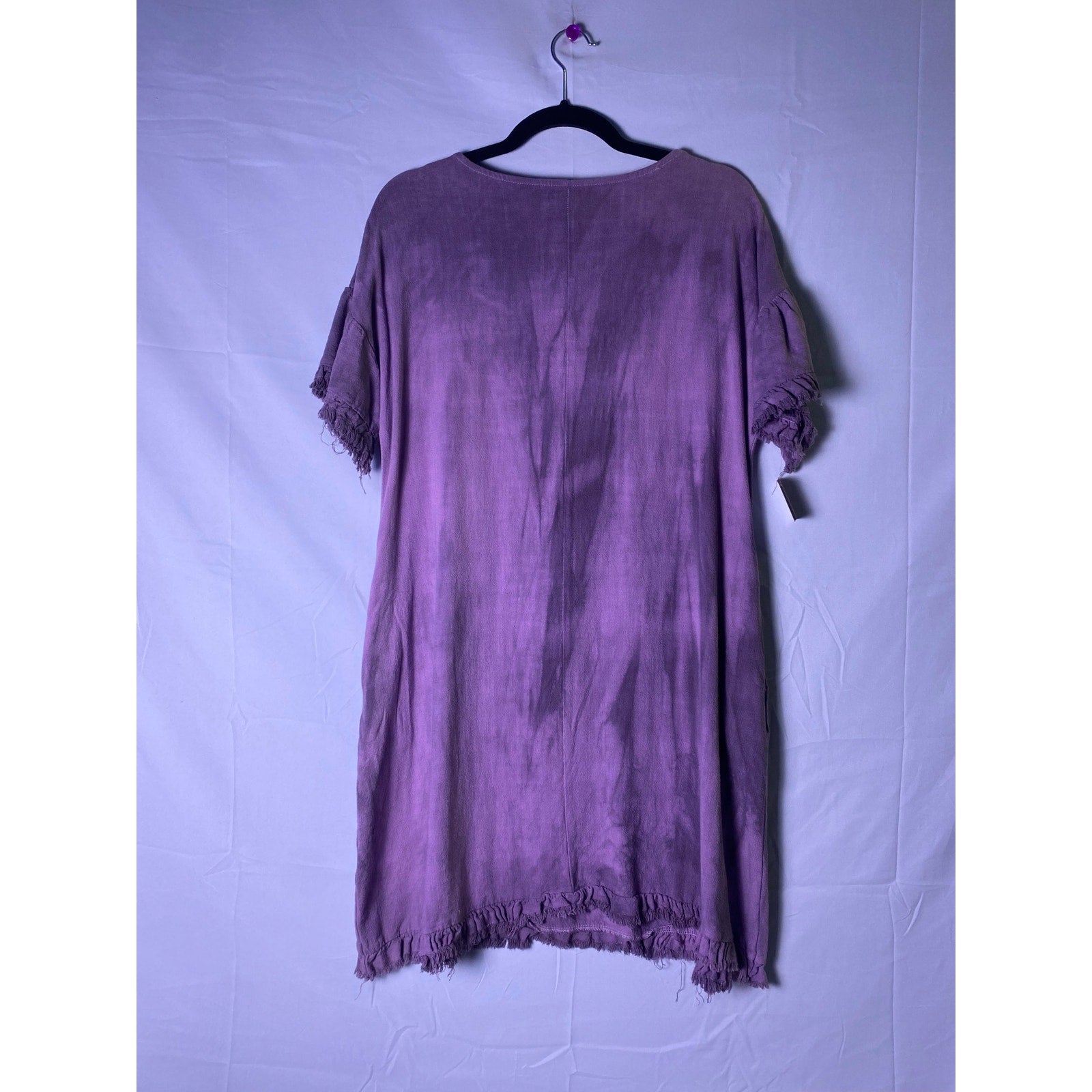 Hand Dyed Purple Shirt Dress w/ Ruffles