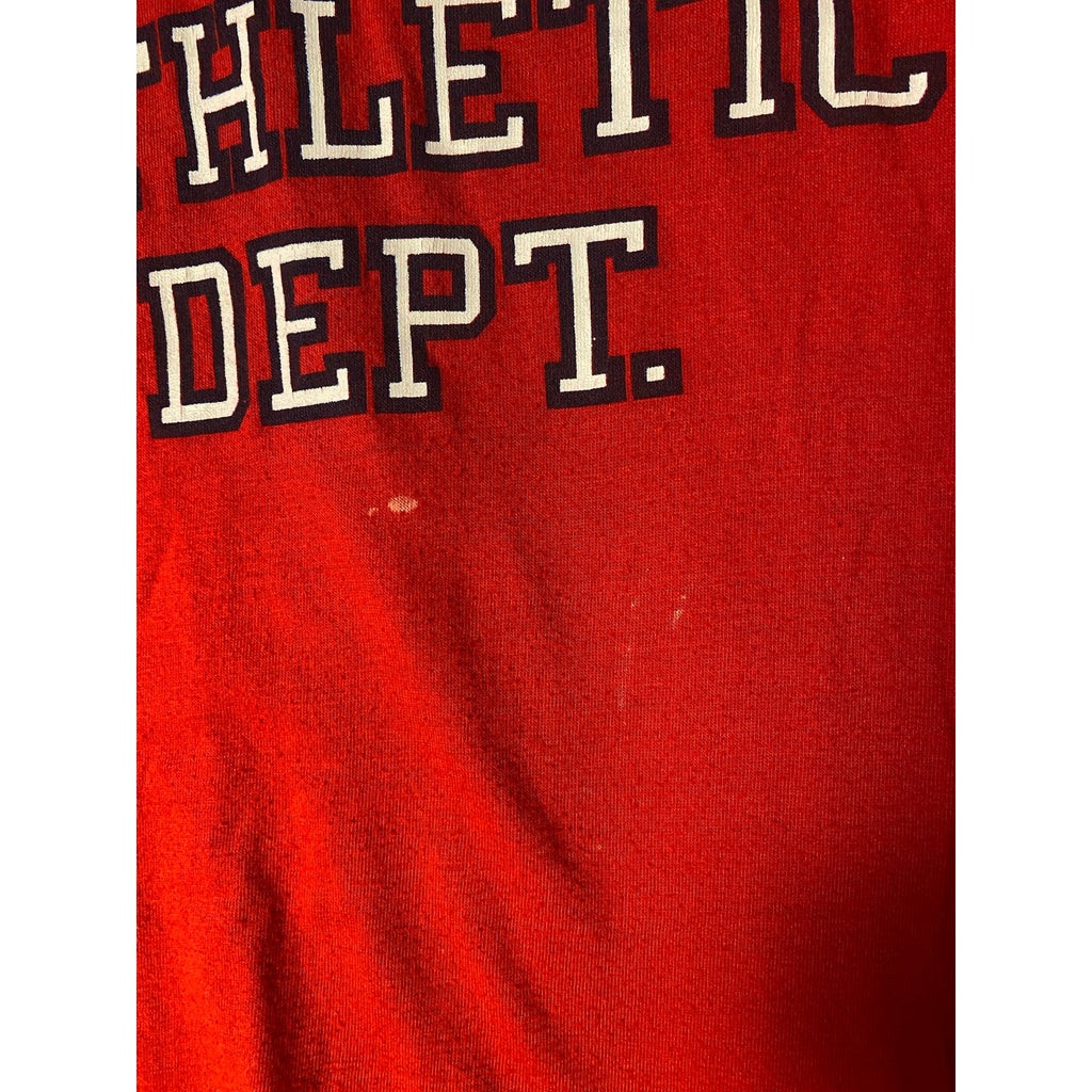 Vintage 80s IU Indiana #44 Athletic Dept. Graphic Print Red Shirt Men's Large