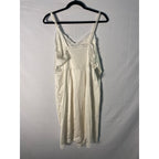 Vintage 90s Sears Ivory Nylon Full Slip Floral Lace Vneck Nightgown Womens M/L