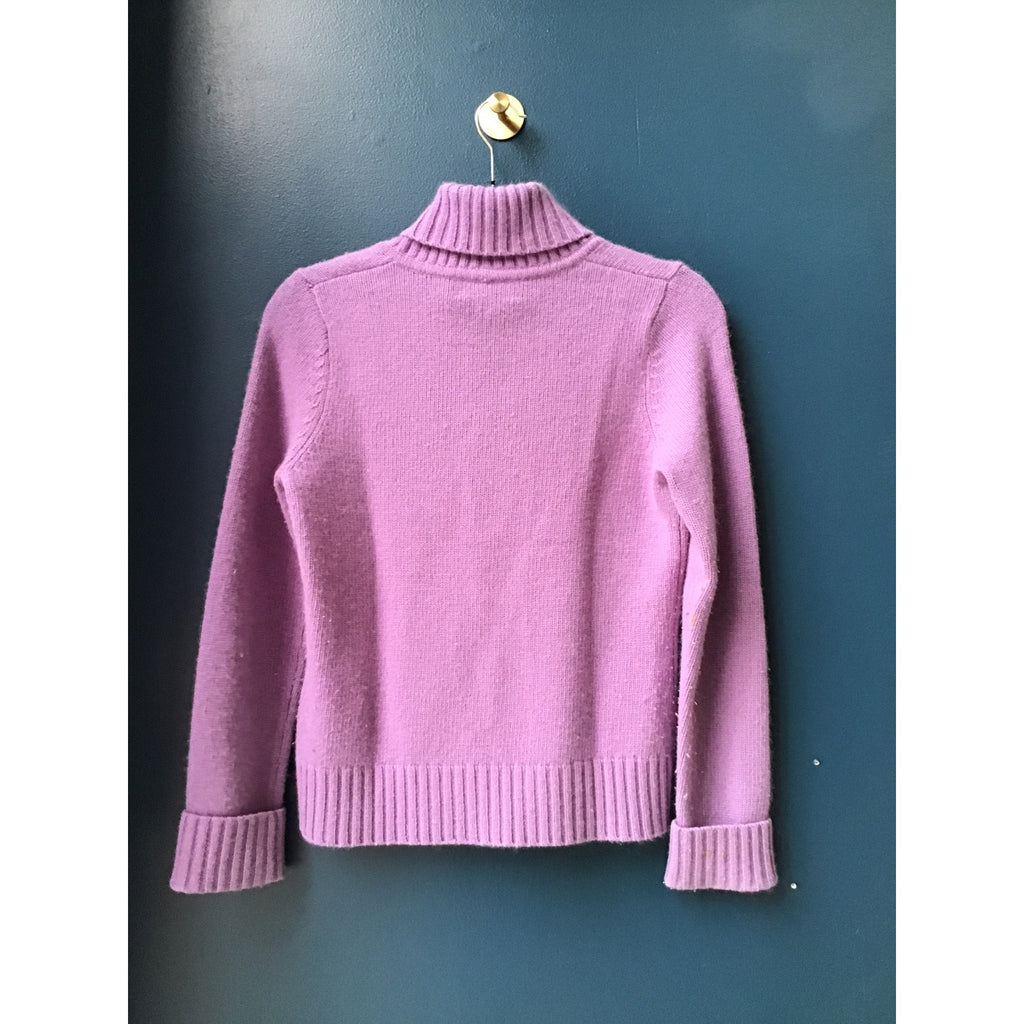 Lauren Ralph Lauren Wool Angora Cashmere Turtleneck Pullover Sweater Purple P/S