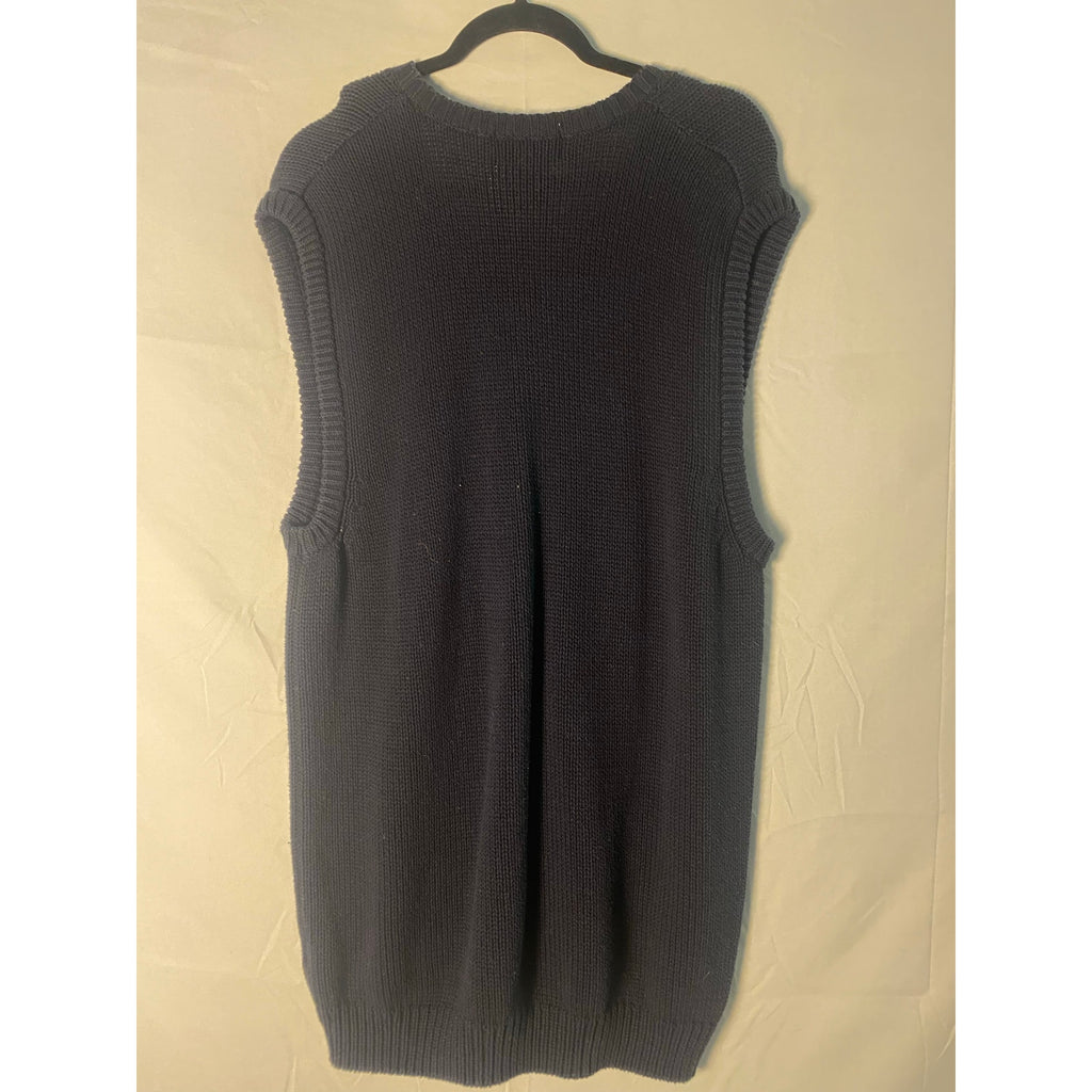 Eddie Bauer Cotton Navy Knitted Oversized Sweater Vest