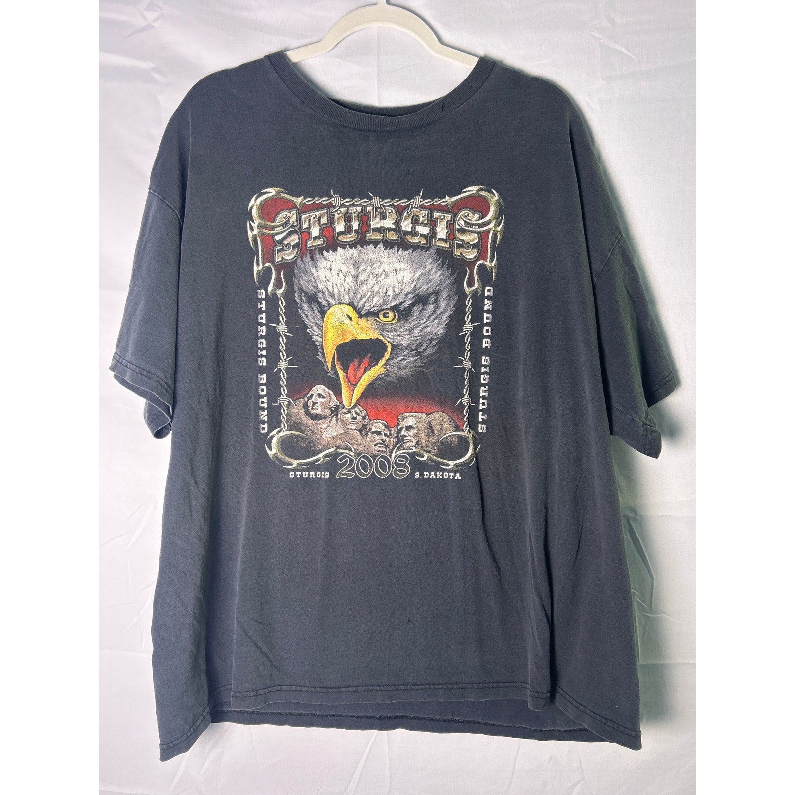 Vintage Delta Pro Weight Sturgis S. Dakota MOUNT RUSHMORE Black Shirt Men's 2XL