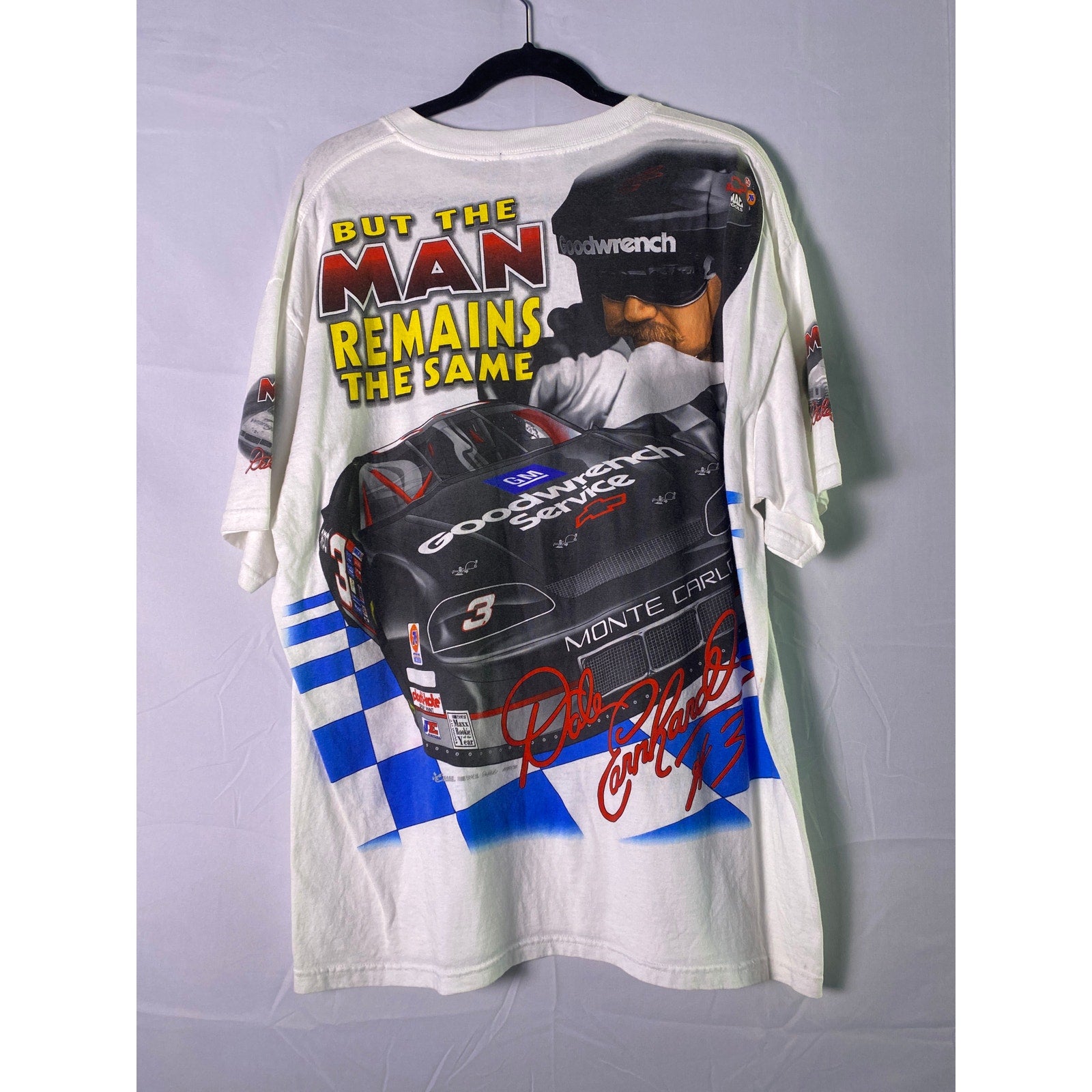 Chase Authentics NASCAR Dale Earnhardt AOP Racing Graphic White T-Shirt Size XL