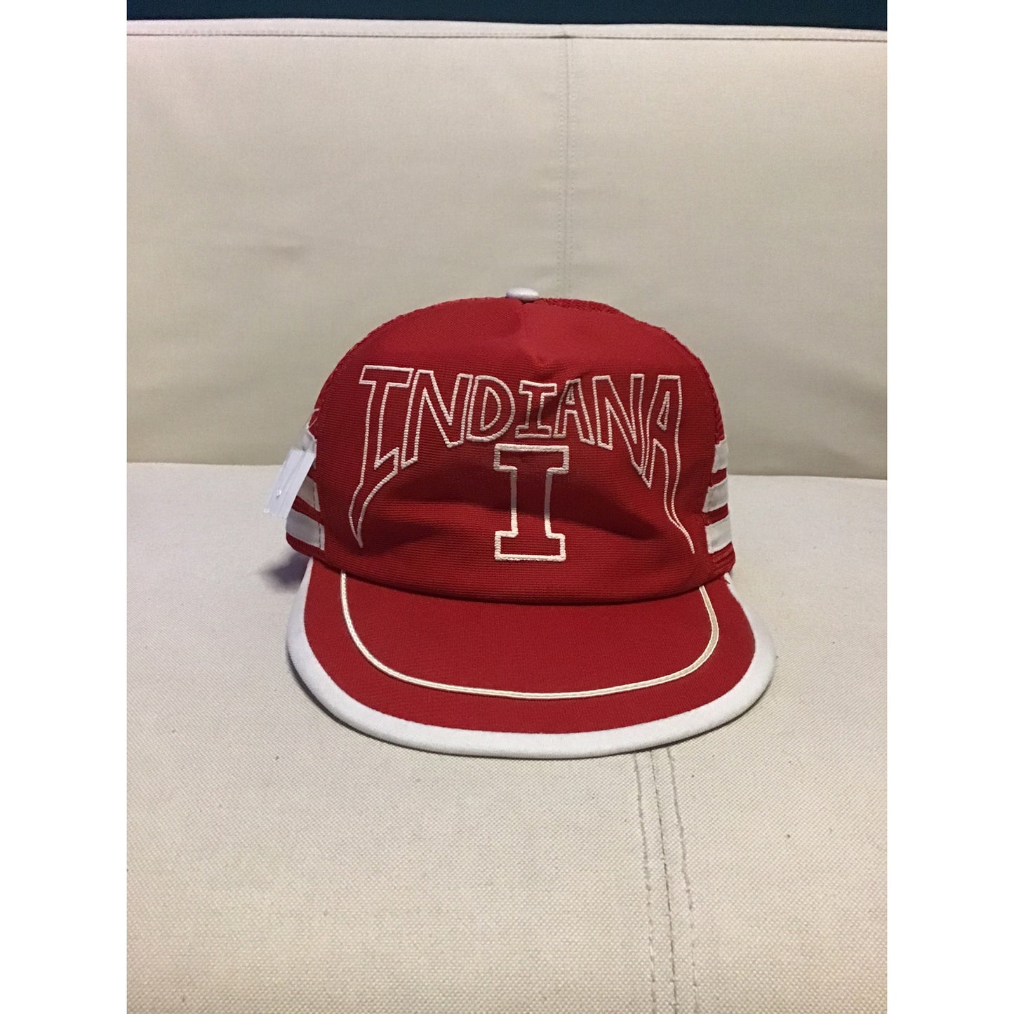 Vintage Indiana University Hoosiers 3Stripe SnapBack Cap Trucker Hat Made In USA
