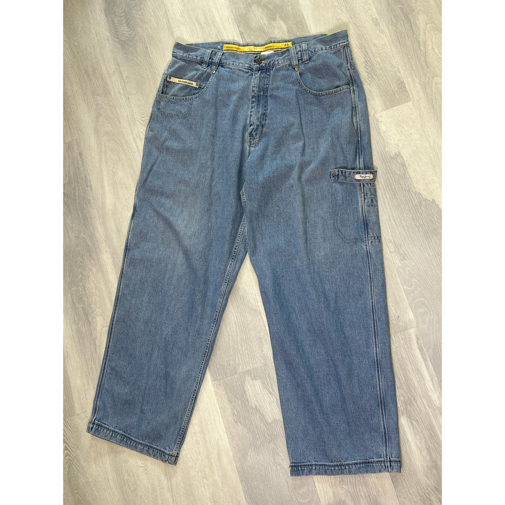 Pepe Jeans Blue Denim Medium Wash Carpenter Jeans Side Pockets Men's Size 40x33