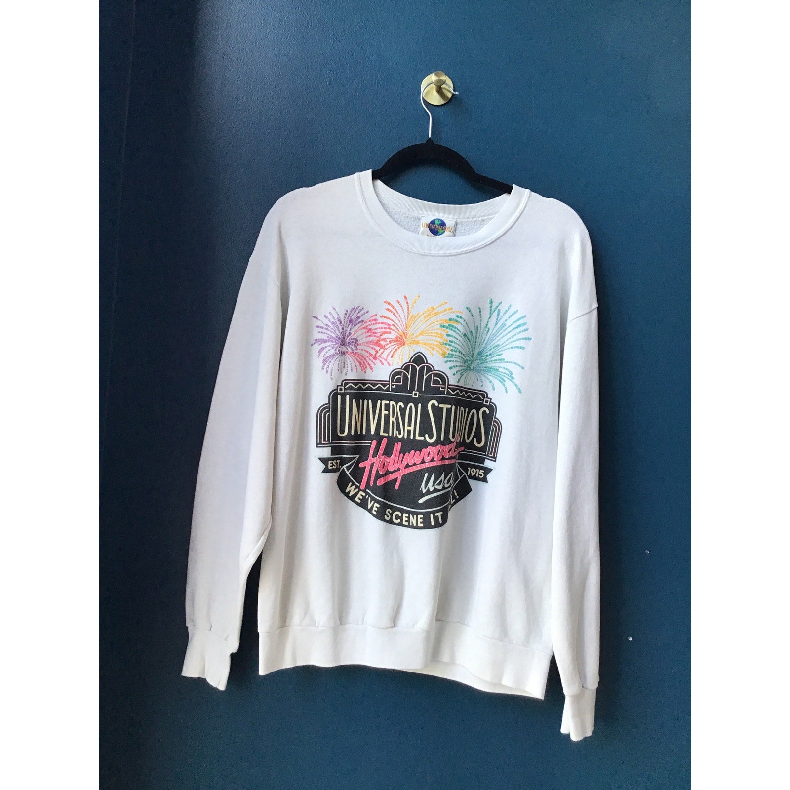 Universal Studios Hollywood USA White Crewneck Pullover Sweatshirt Women's Large