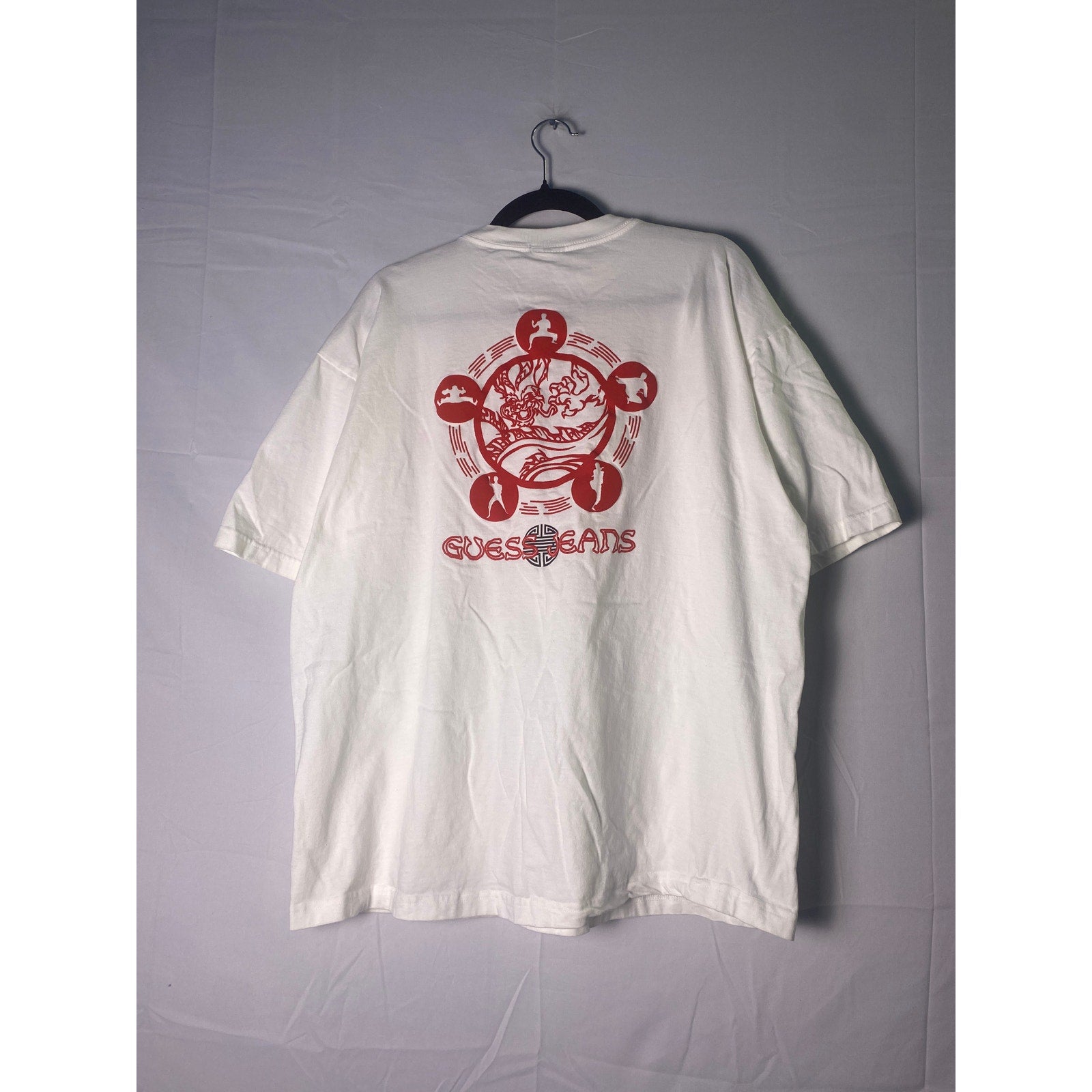 Vintage Jeans Crew Neck Chest Pocket White T-shirt Men's Size XL