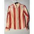 90s-20s Thomas Pink Pink Yellow Striped Cotton Button Up Shirt Long Sleeve Small
