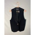 Vintage POSH Black Genuine Suede Leather One Button Vest Jacket Women's Medium
