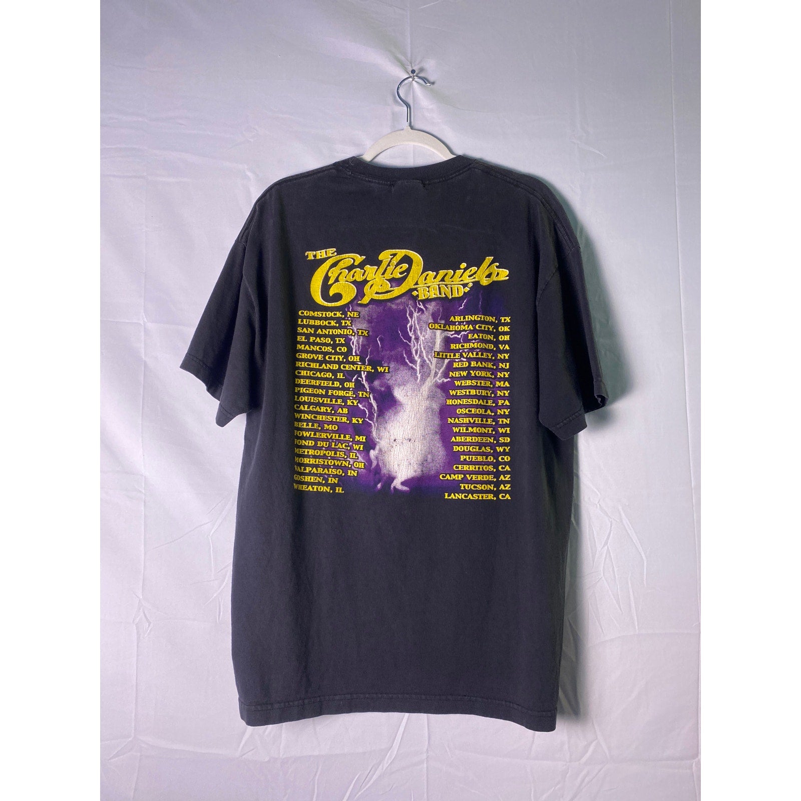 Charlie Daniels Tour Black Short Sleeve Crew Neck Graphic Men's Shirt Size XL