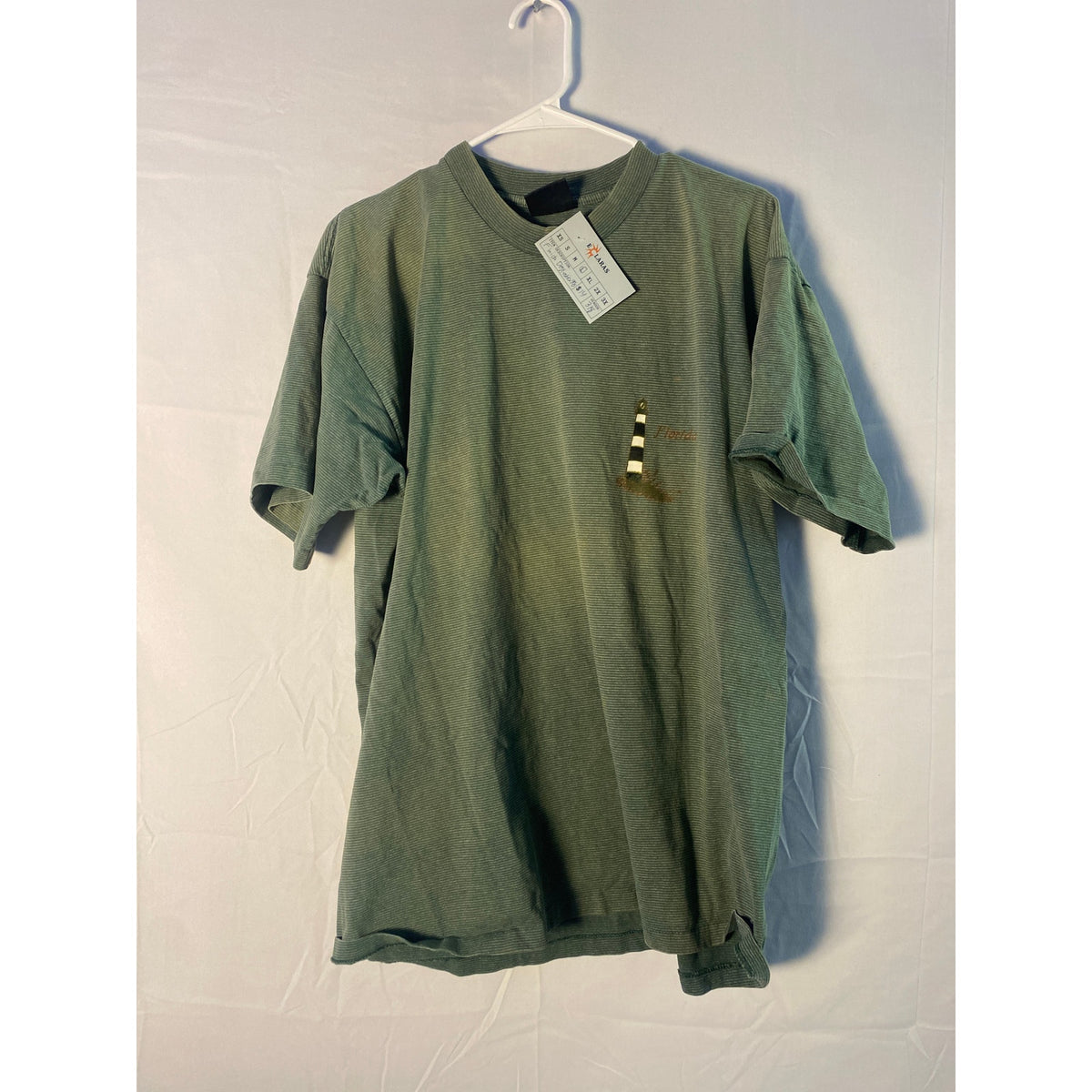 Vintage 90s Florida Lighthouse Florida Map Longfellow Green USA Shirt Large