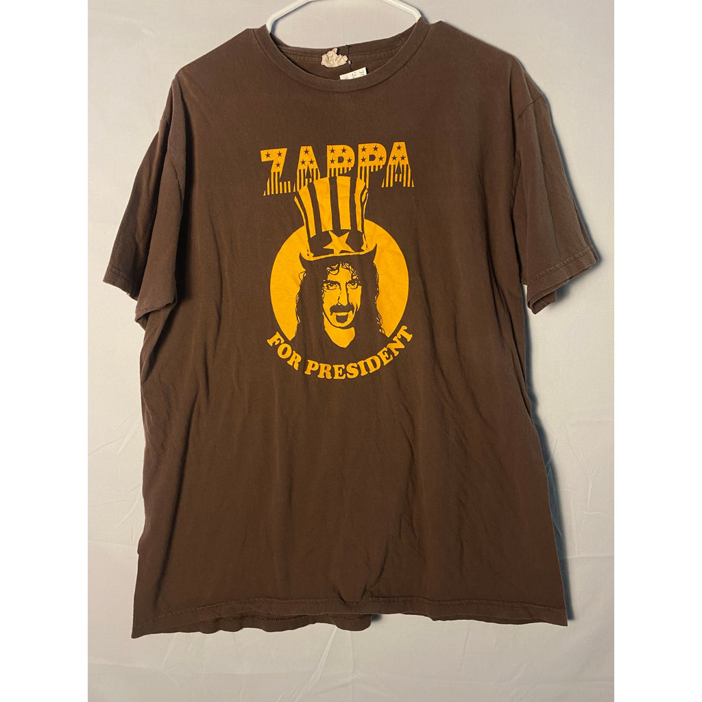 Gildan Frank Zappa for President Graphic Print Brown Shirt Men's Size Large