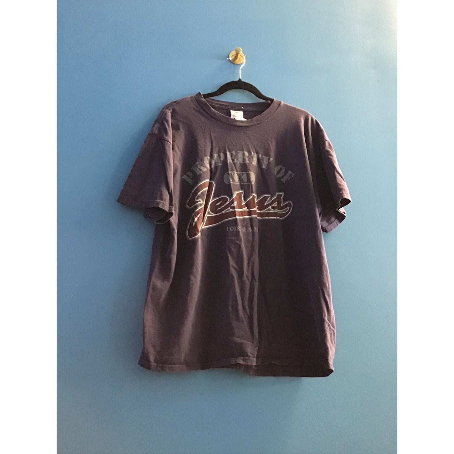 Y2K Delta Property of Jesus 1 Corinthians Print Black Shirt Adult Size XL