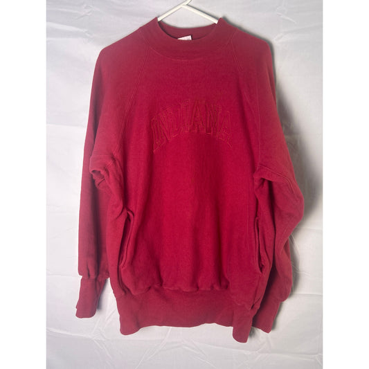 Champion Embroidered INDIANA Crew Neck Red Pullover Sweatshirt Men's Size XL