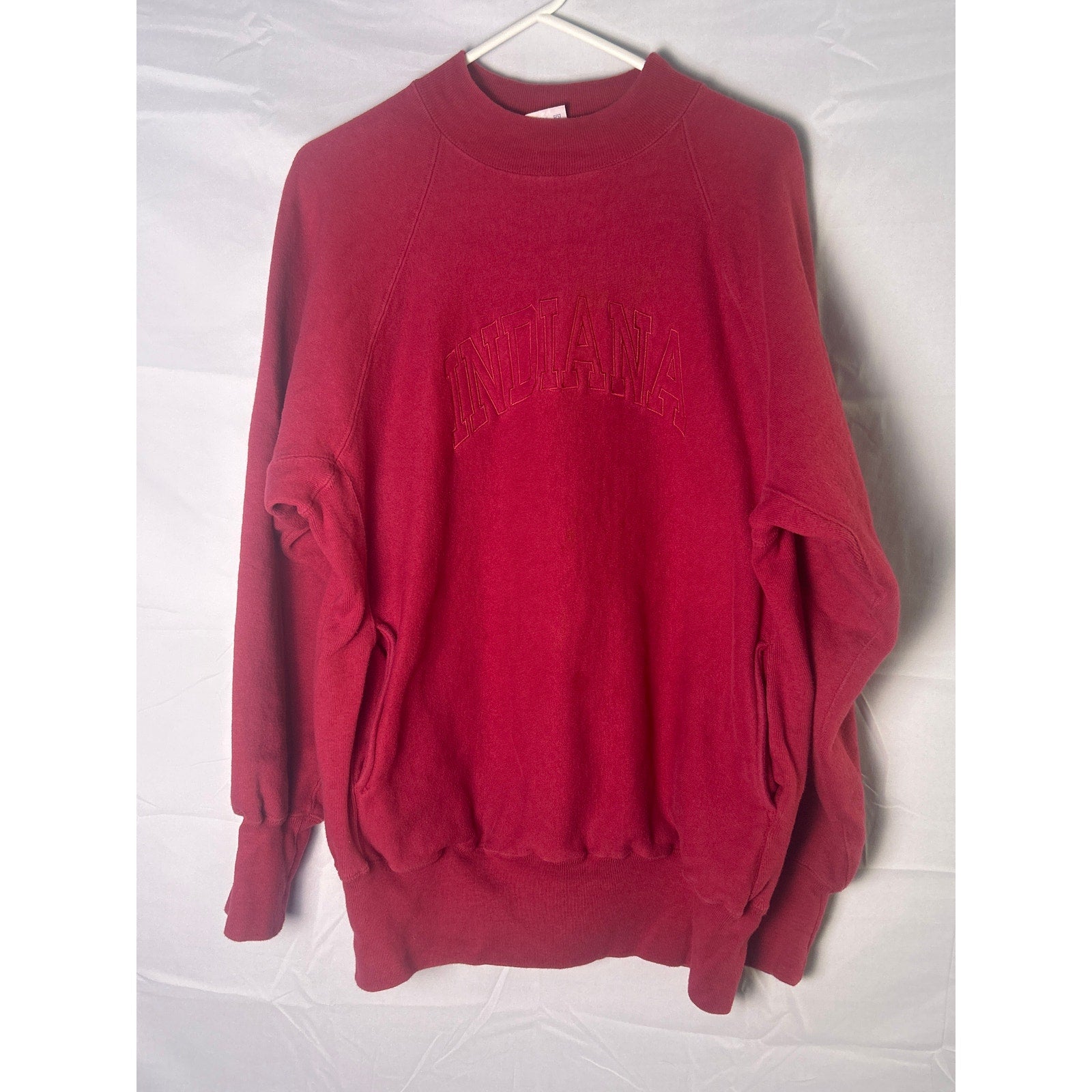 Champion Embroidered INDIANA Crew Neck Red Pullover Sweatshirt Men's Size XL