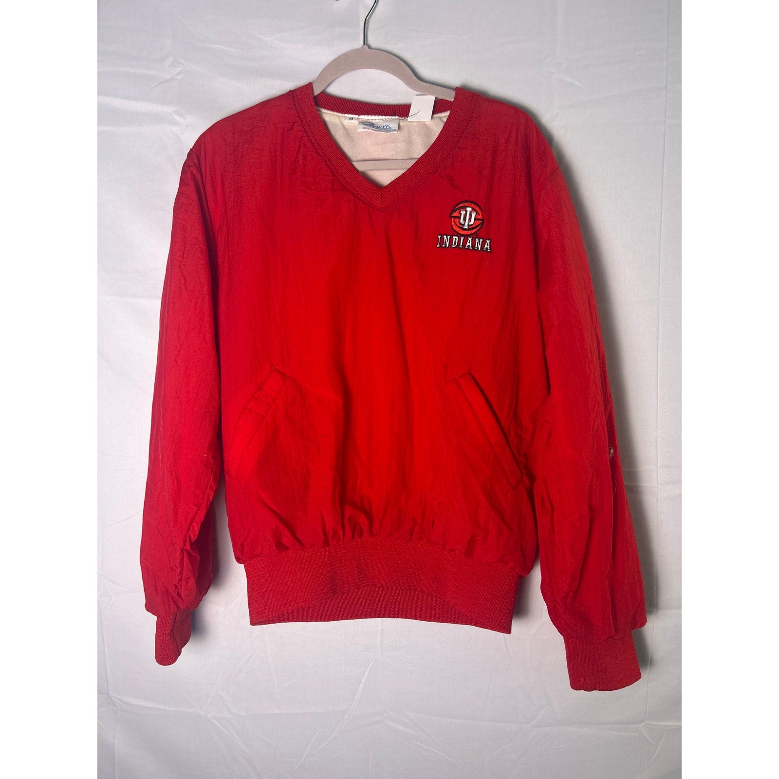 VTG 90s Indiana Hoosiers Pullover Windbreaker Jacket IU Embroidered Men's Medium