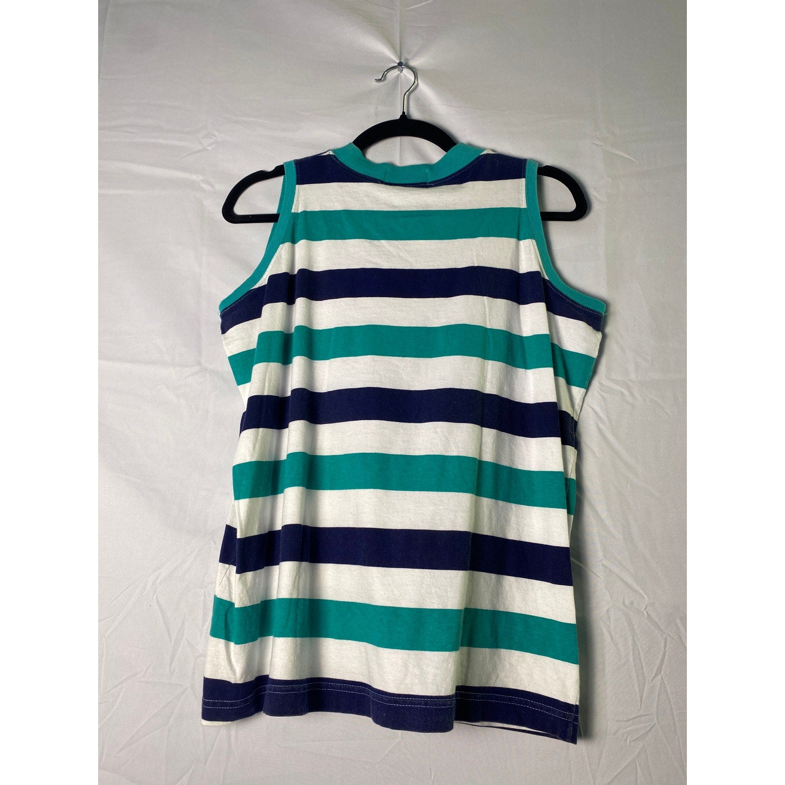 9001 Red Blue Green Striped Round Neck Tank Top Women's Size Large