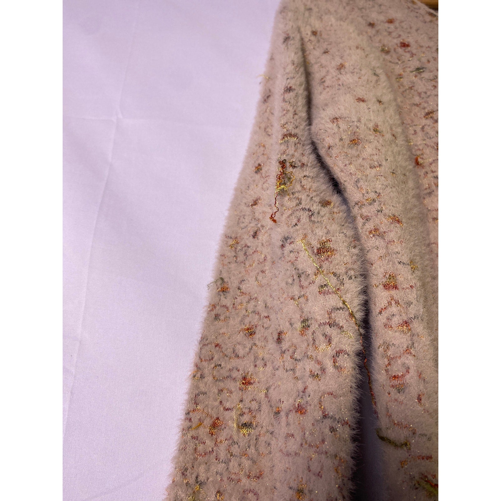 Vintage DUKE Stardust Fuzzy Sparkly Full Zip Cardigan Sweater Women's XL Cozy