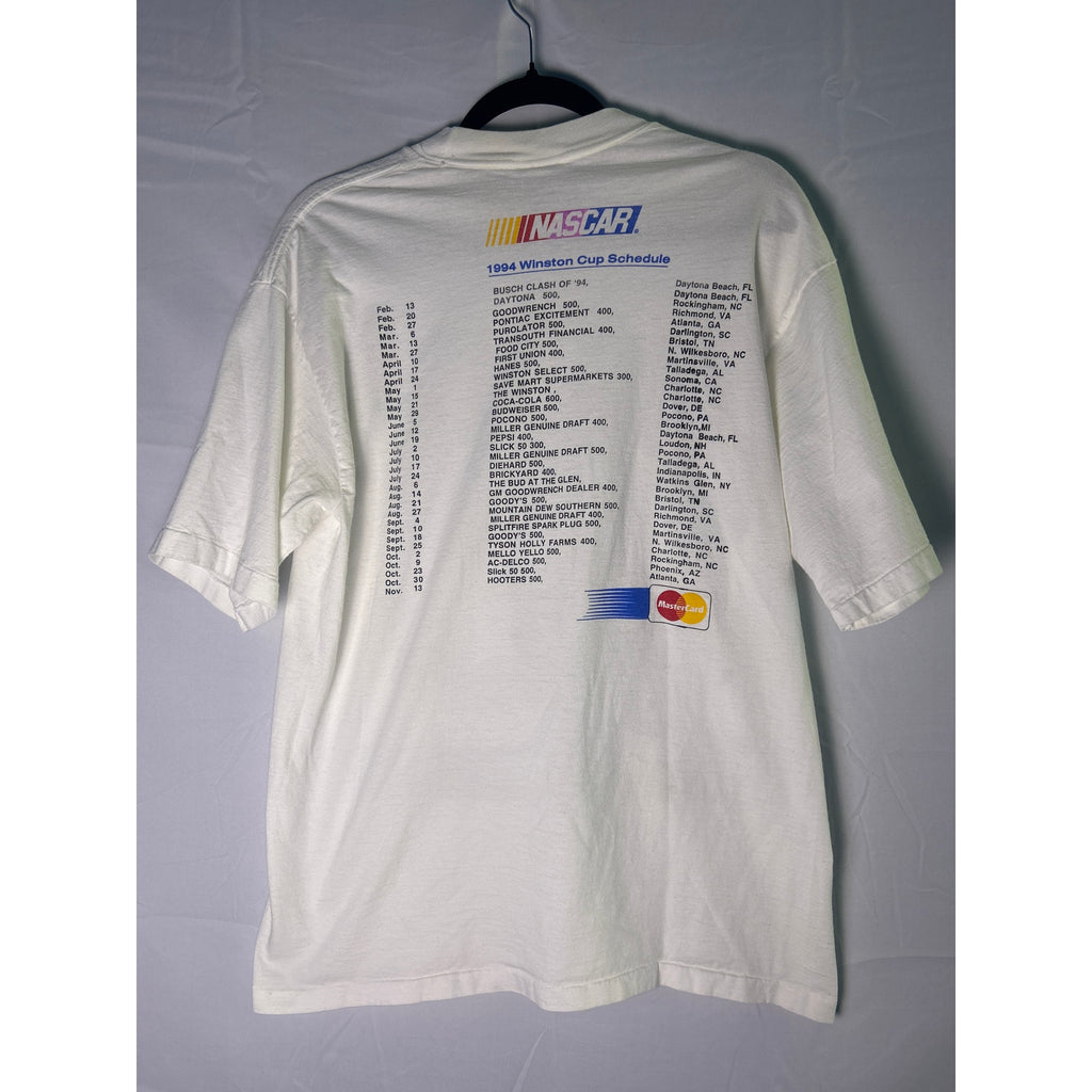 Vintage MBNA Nascar Puta Charge In Your Card Lightning White Shirt Men's Large