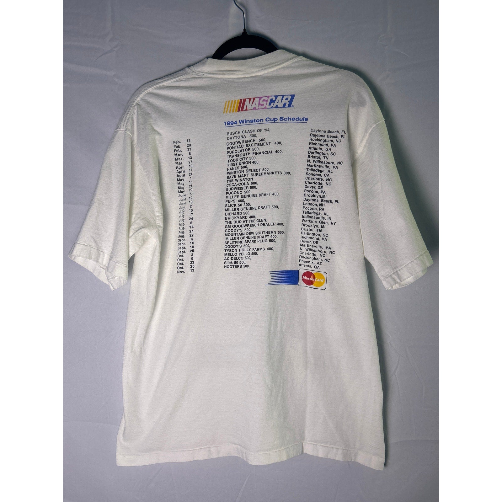 Vintage MBNA Nascar Puta Charge In Your Card Lightning White Shirt Men's Large
