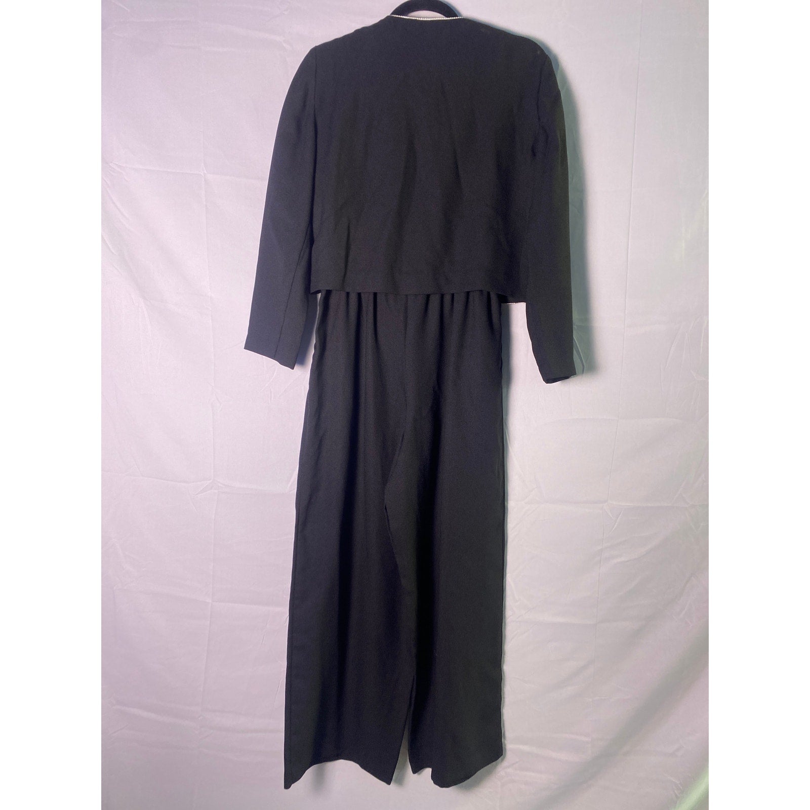 Vintage Karin Stevens Outfit Set Black Jumpsuit and Floral Jacket Set Womens S/M