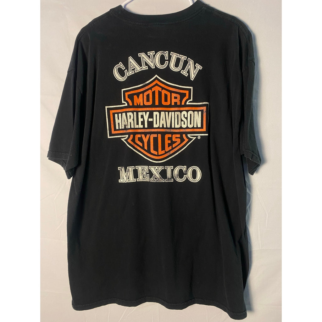 Harley Davidson Cancun, Mexico Skull Graphic Print Black Shirt Men's Size M/L?