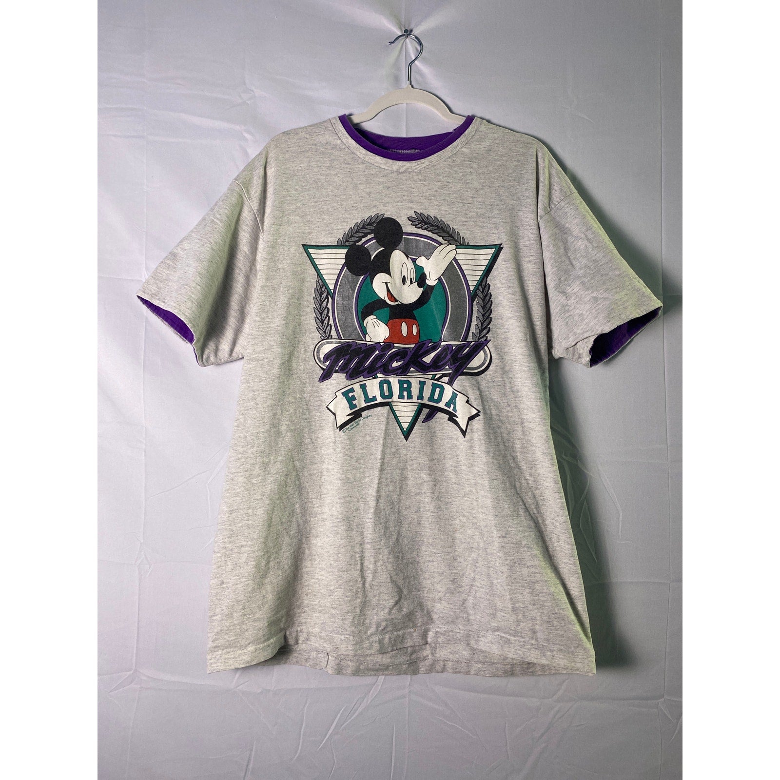 Anvil Mickey Mouse Florida Graphic Print Gray T-shirt Men's Size XL