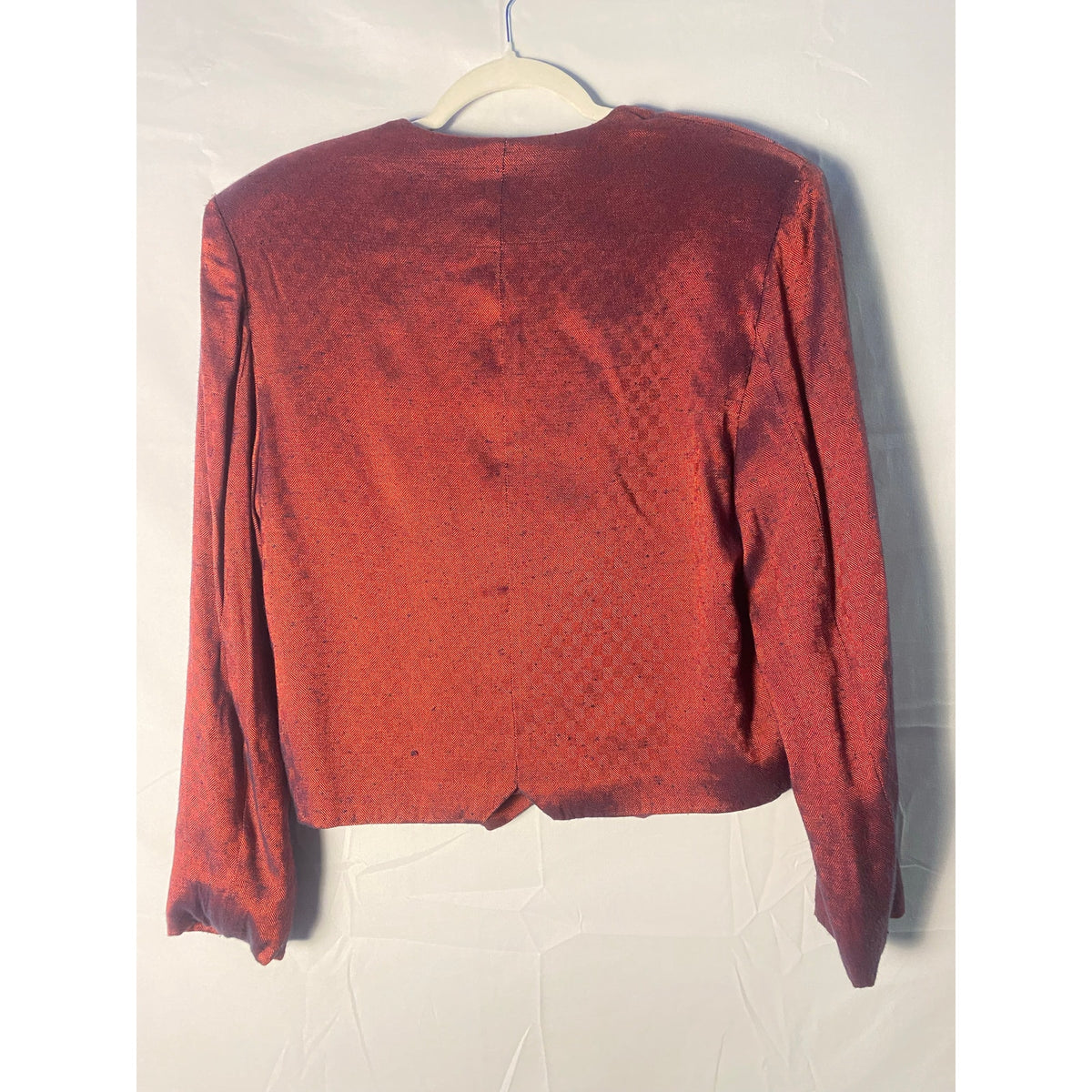 Vintage Red Metallic Blazer Jacket w/ Shoulder Pads Women's Size XL