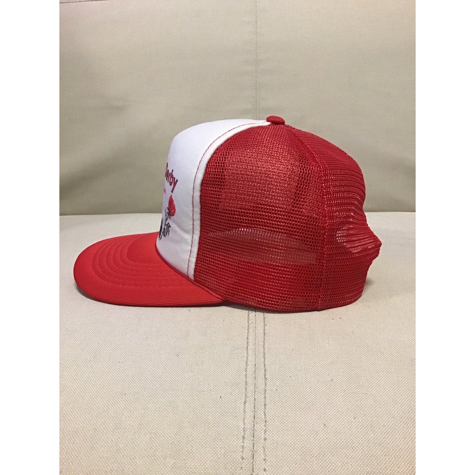 Kentucky Derby Run For The Roses Trucker Print Hat Red Snapback Baseball Cap