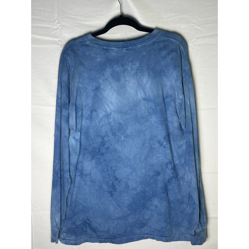 Skimmers Flower and Humming Bird Print Blue Long Sleeve Shirt Women's Size XL