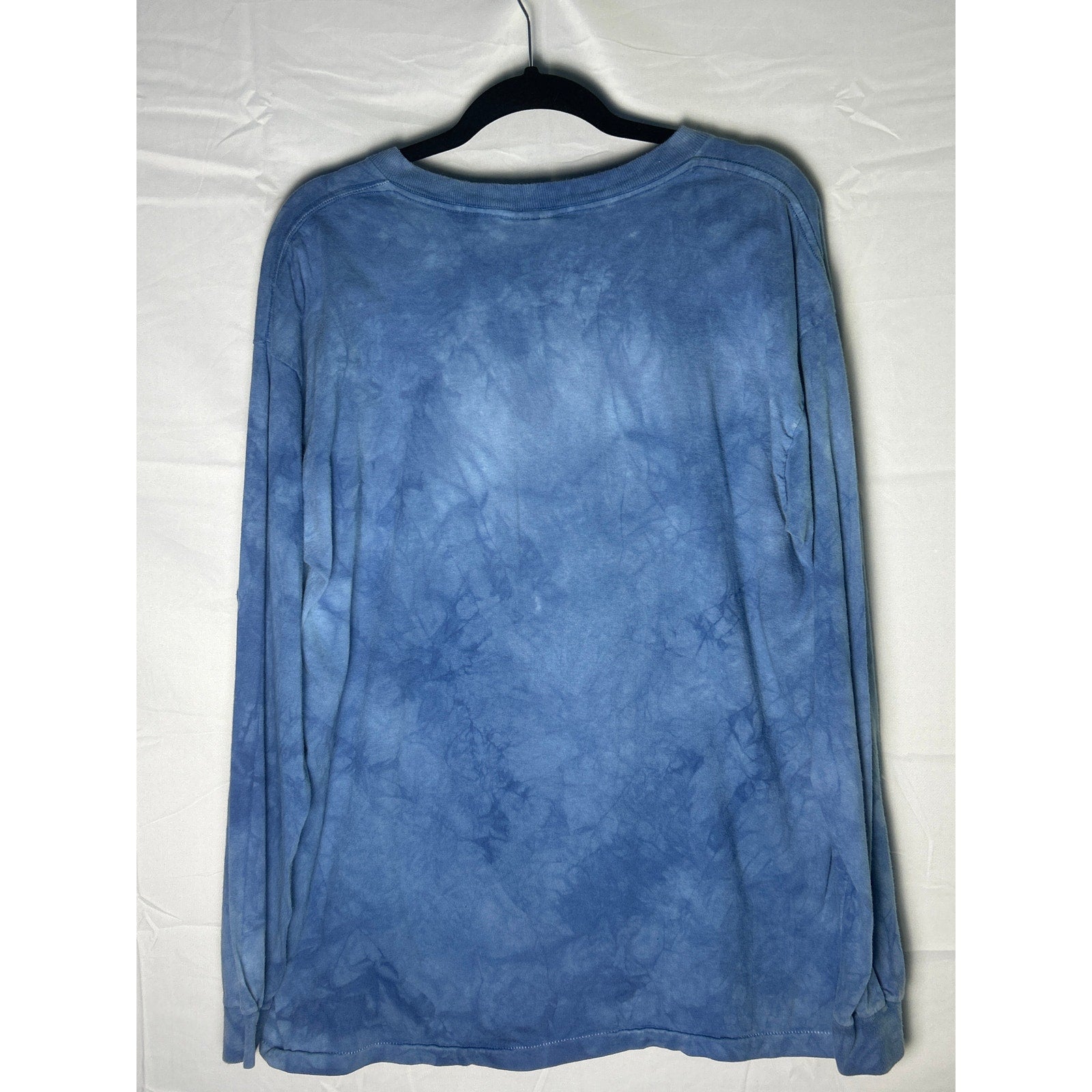Skimmers Flower and Humming Bird Print Blue Long Sleeve Shirt Women's Size XL