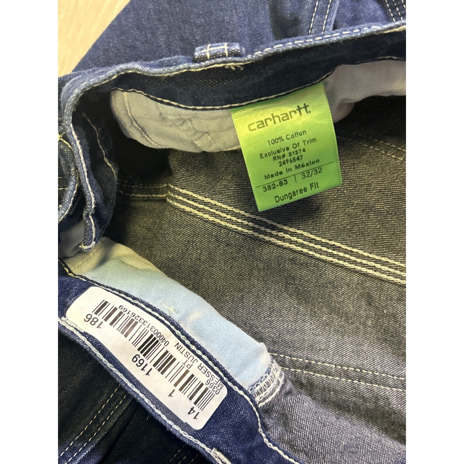 Carhartt Dungaree Fit Carpenter Straight Workwear Cotton Blue Denim Men's 32/32