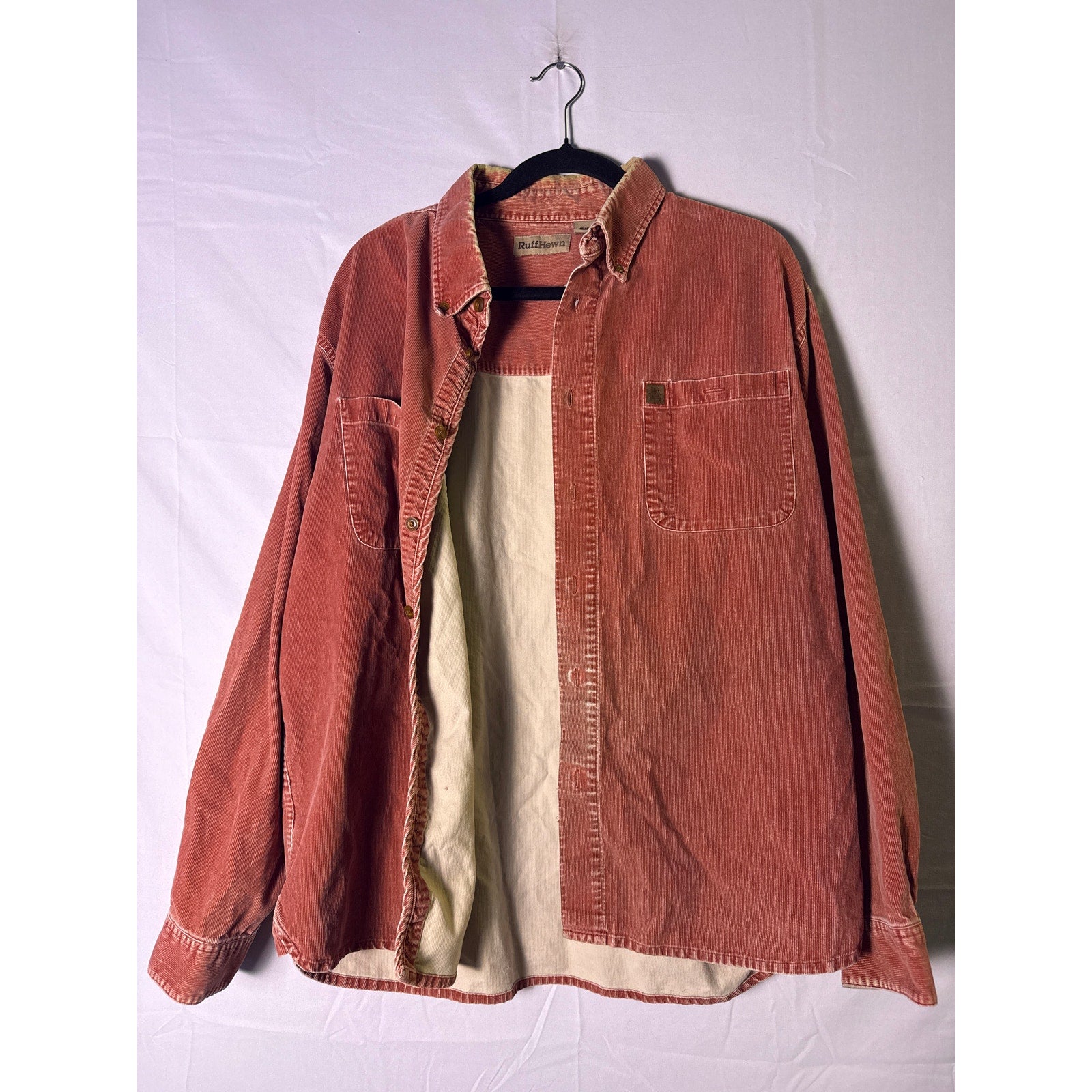 Vintage Ruff Hewn Burnt Orange Long Sleeve Cotton Button Up Shirt Men's Size XL