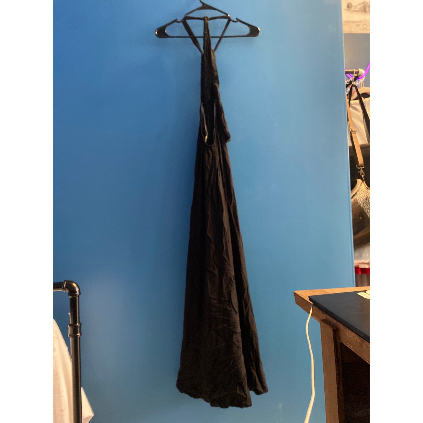 Elan Black Halter Maxi Dress Back Exposed Women's Size Large/XL