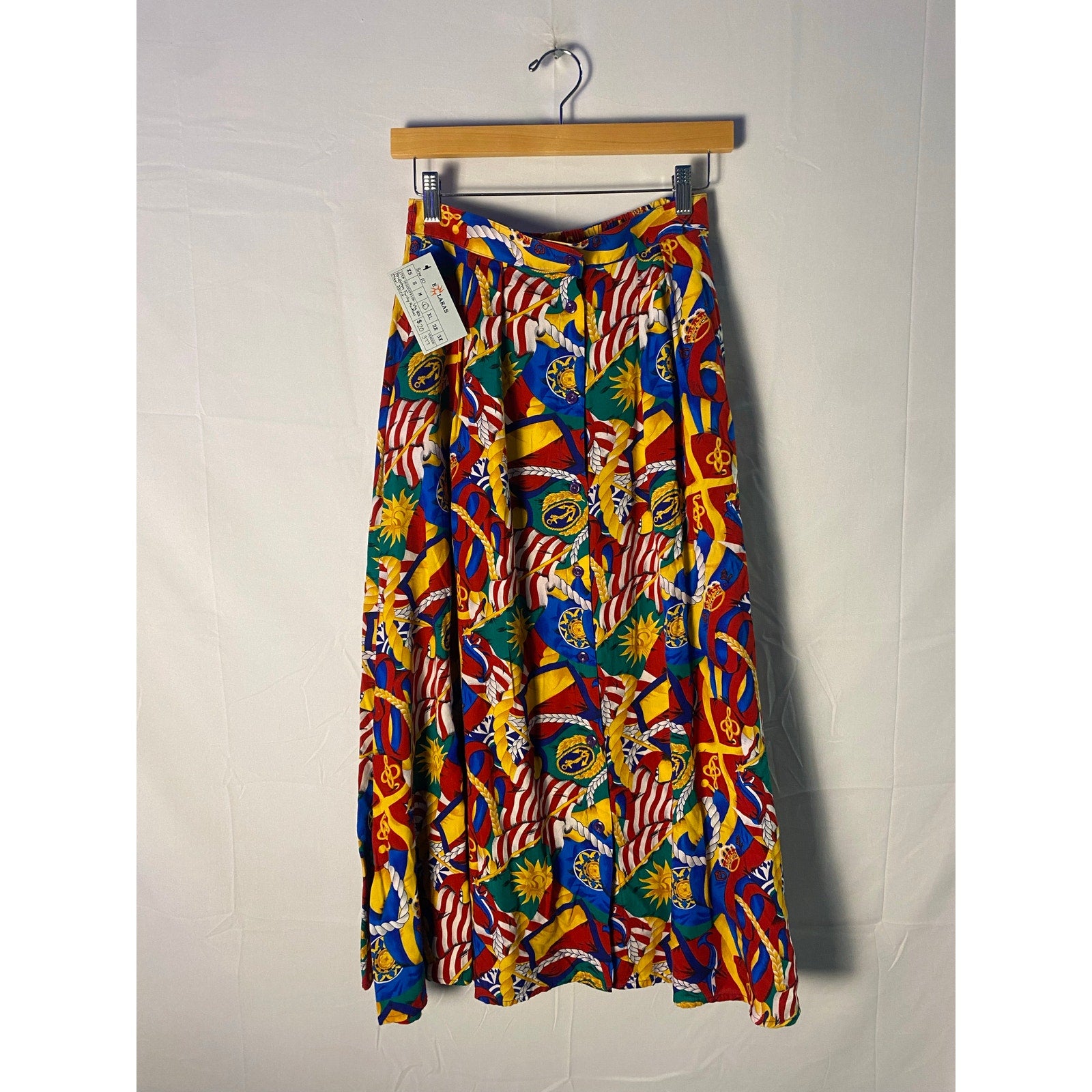 Vintage 80s Pendleton Funky Nautical Maxi Skirt Allover Print Women's Large