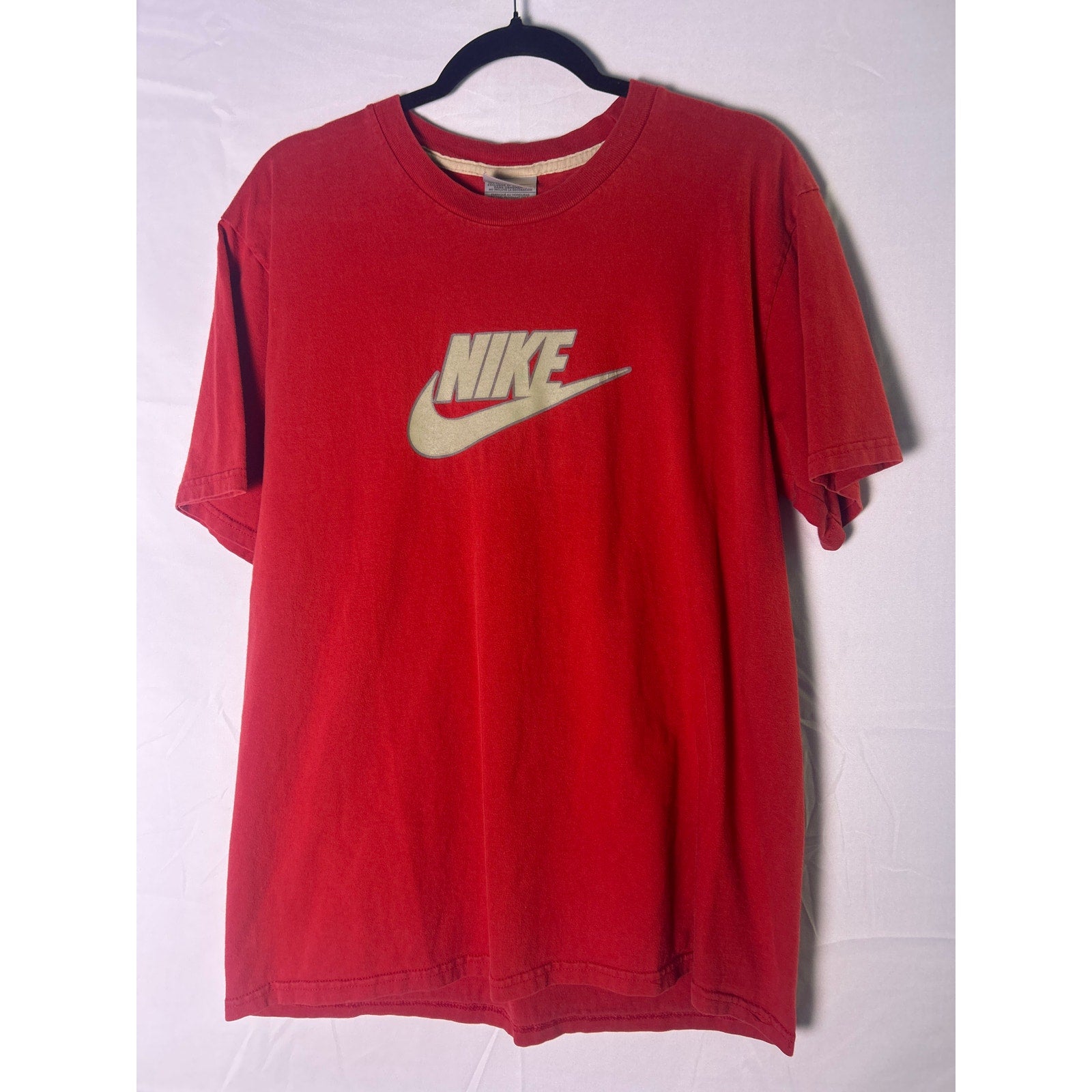 Nike Red Tan Tee Shirt Logo Print Men's Size Large