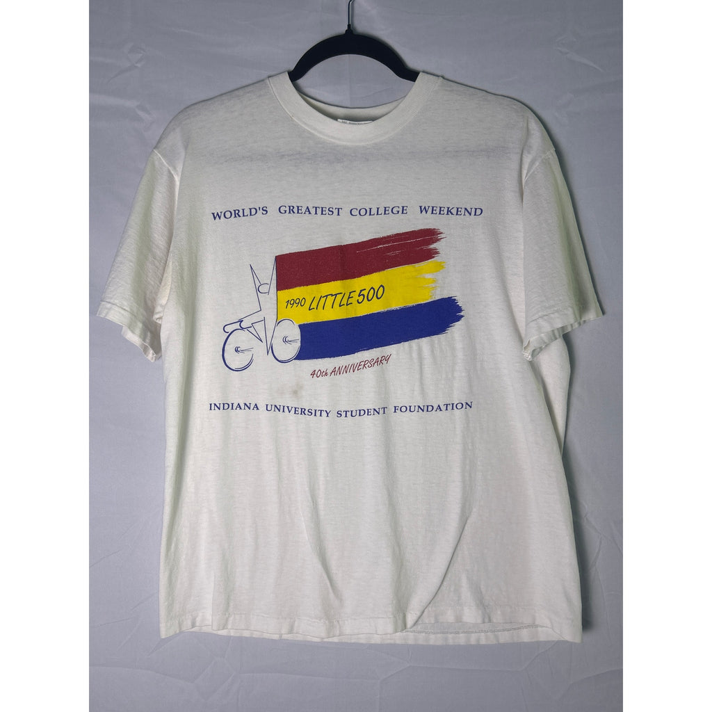 1990 Little 500 Indiana University Student Foundation White Shirt Men's Large