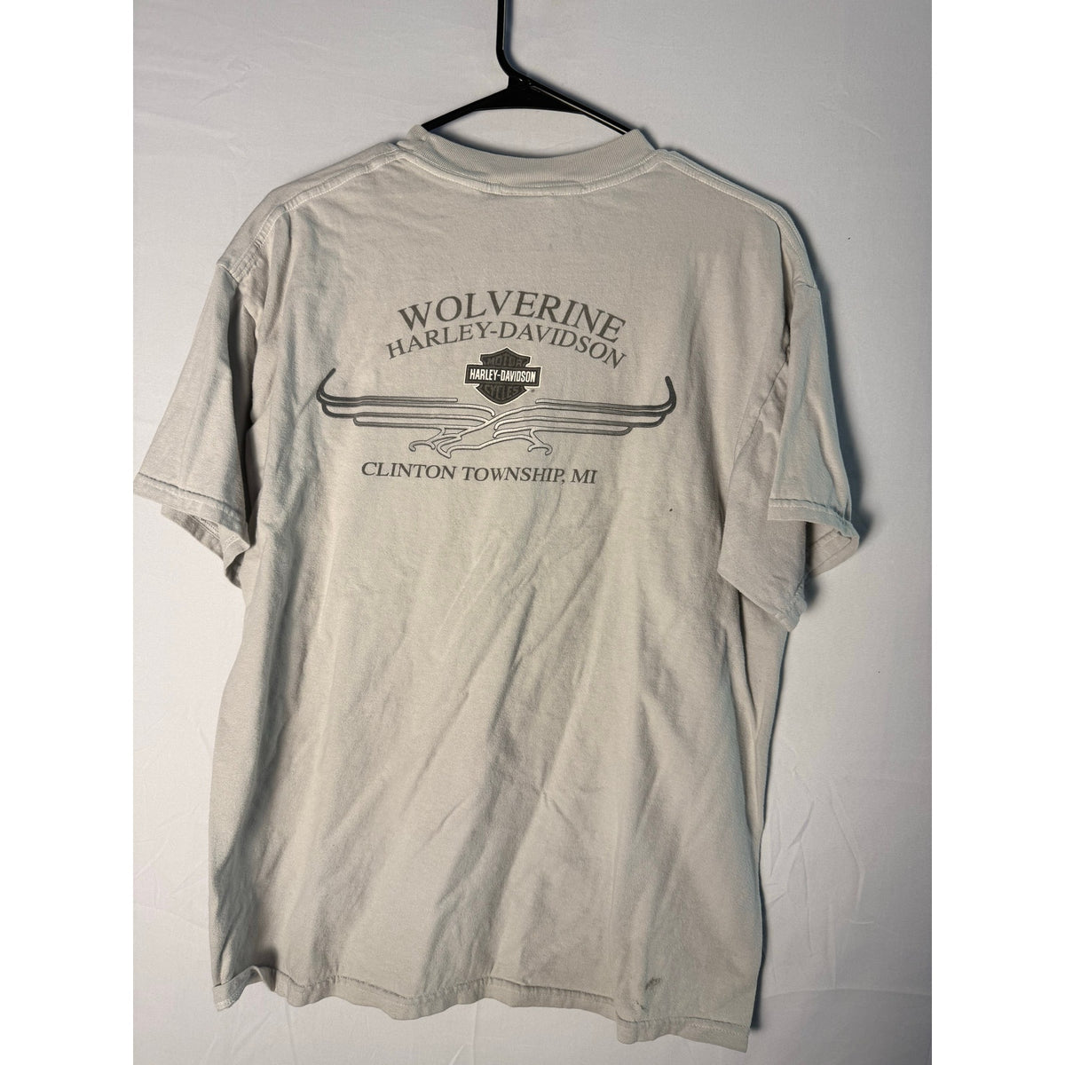Harley Davidson WOLVERINE Clinton Township, MI Graphic Print Gray Shirt Large&nbsp;