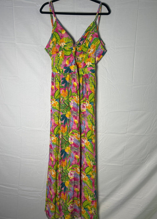 Cupshe Multicolor Tropical Floral Twist & Keyhole V-neck Maxi Dress Women's XL