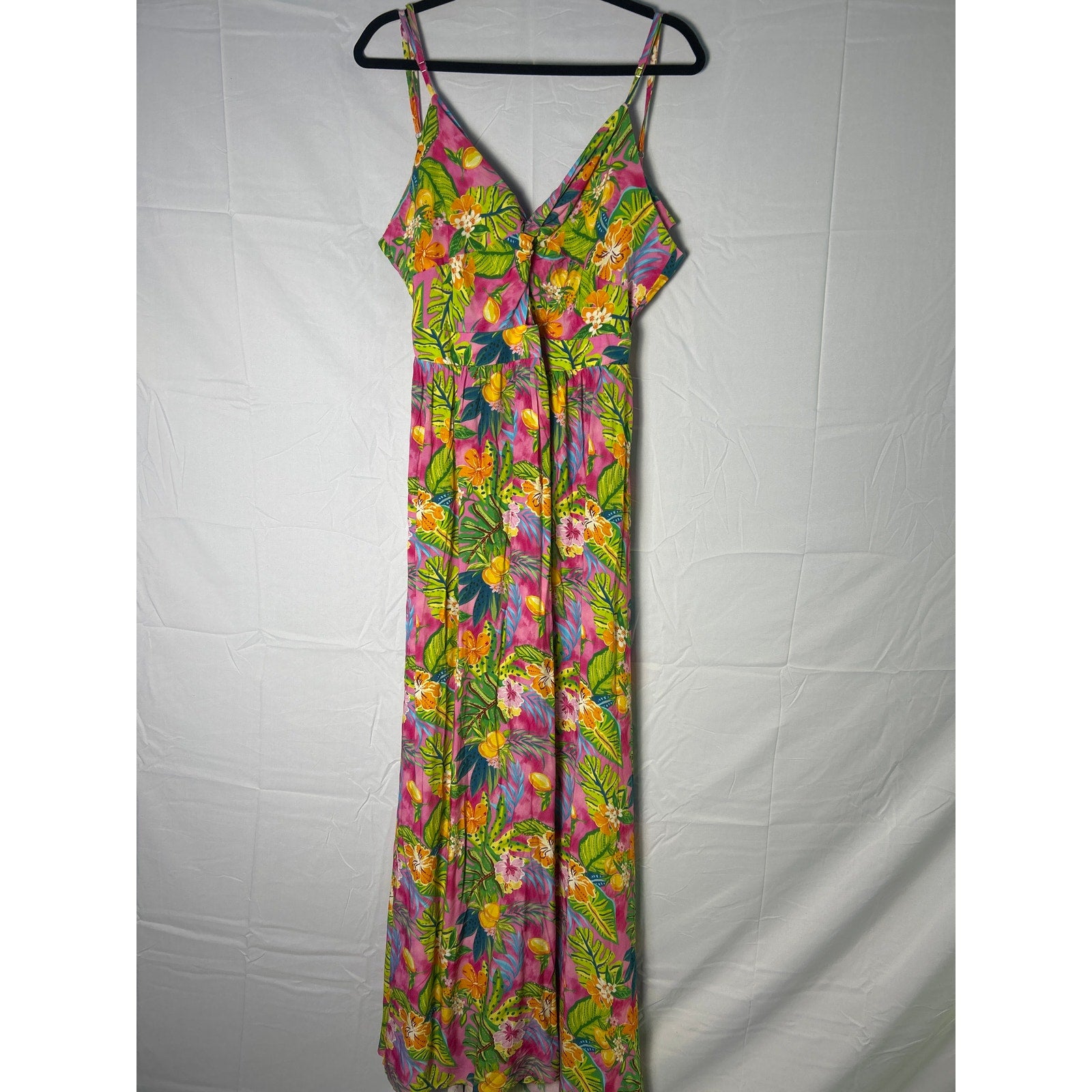Cupshe Multicolor Tropical Floral Twist & Keyhole V-neck Maxi Dress Women's XL