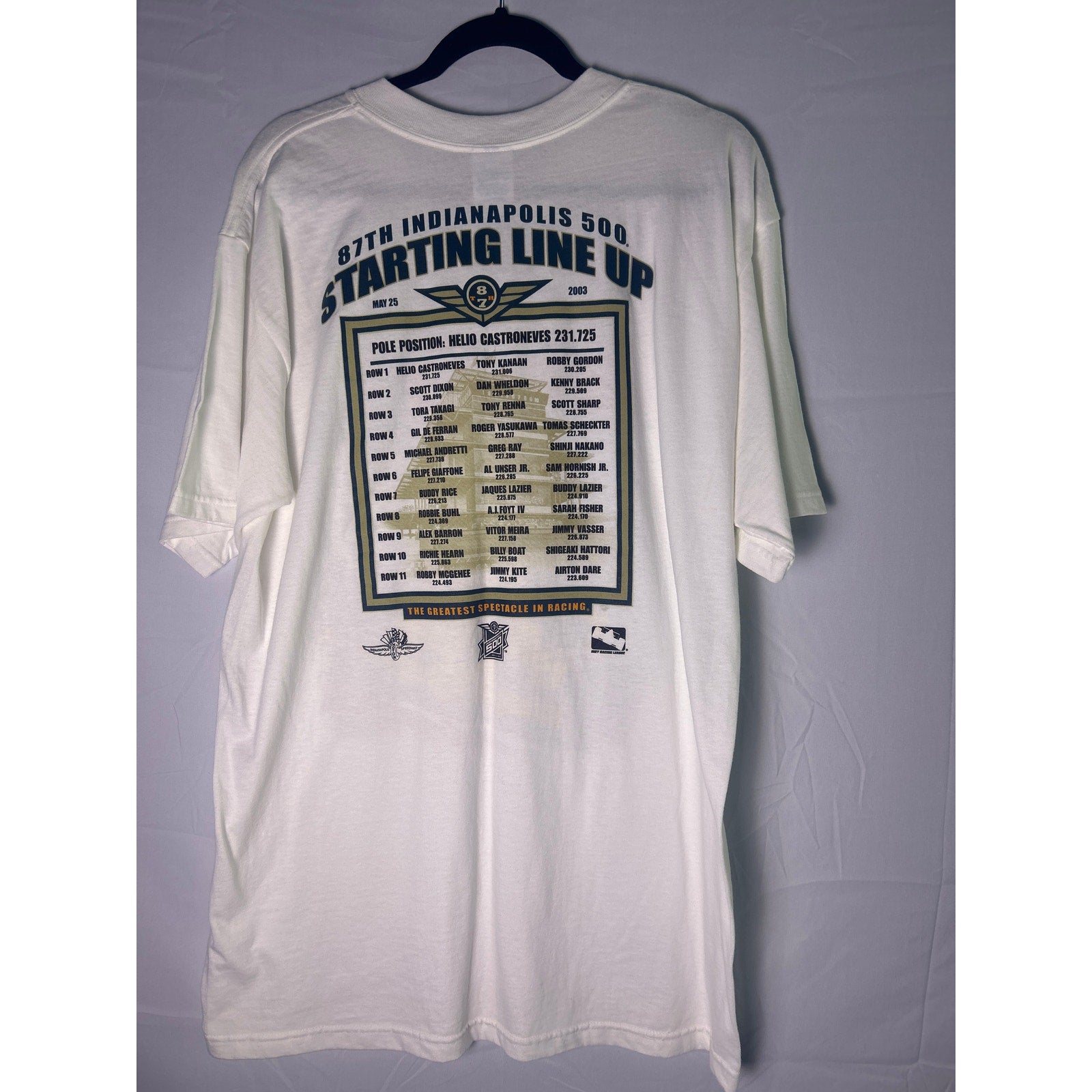 Vintage Indy 500 Indianapolis Motor Speedway 87th Running 2003 White Shirt Large