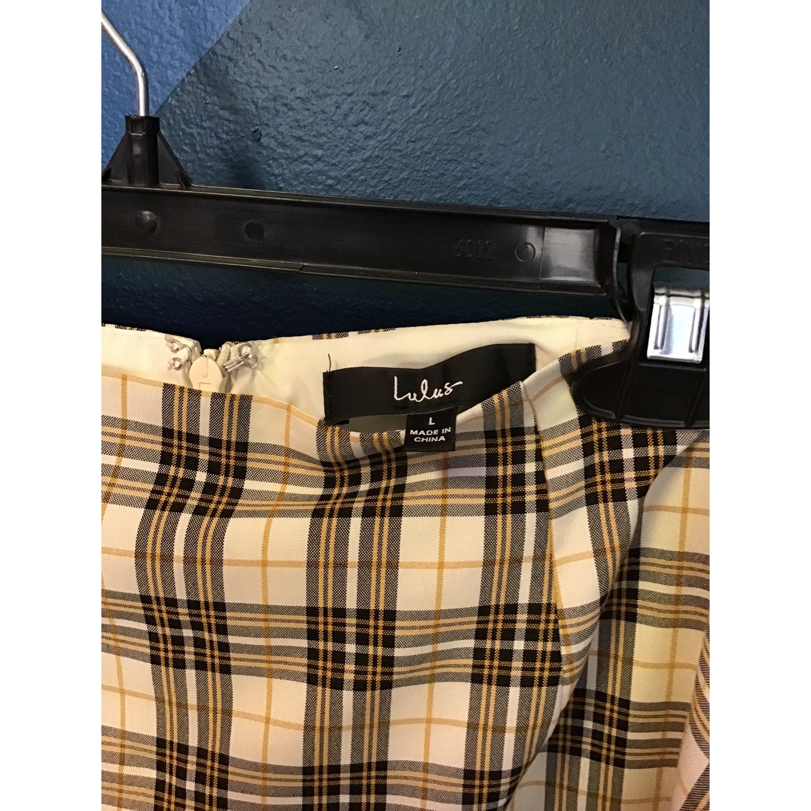Lulus Black Yellow Plaid Pencil Mini Skirt Women's Size Large