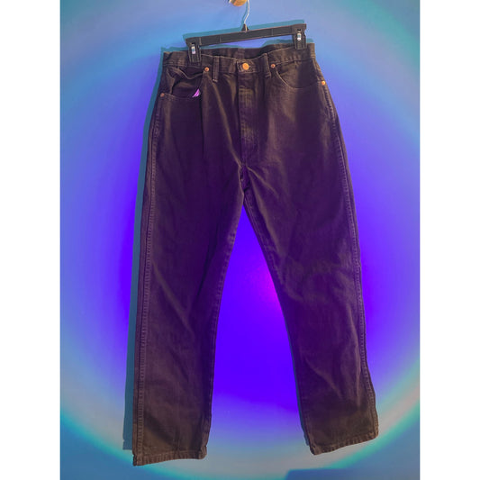Wrangler A001 Brown Straight Leg Dark Wash Black Denim Modern Pants 15x32