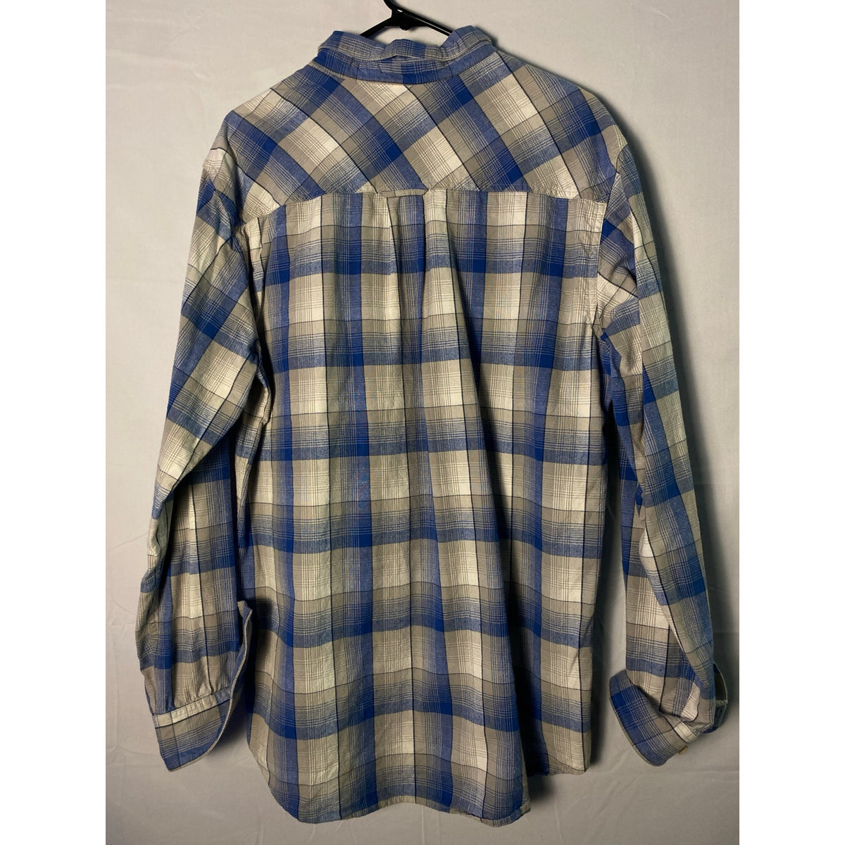 Vintage Quiksilver Blue White Plaid Button Up Long Sleeve Shirt Men's Size XL